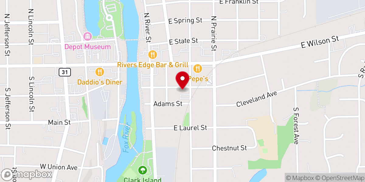 Map showing location of Unity of Fox Valley