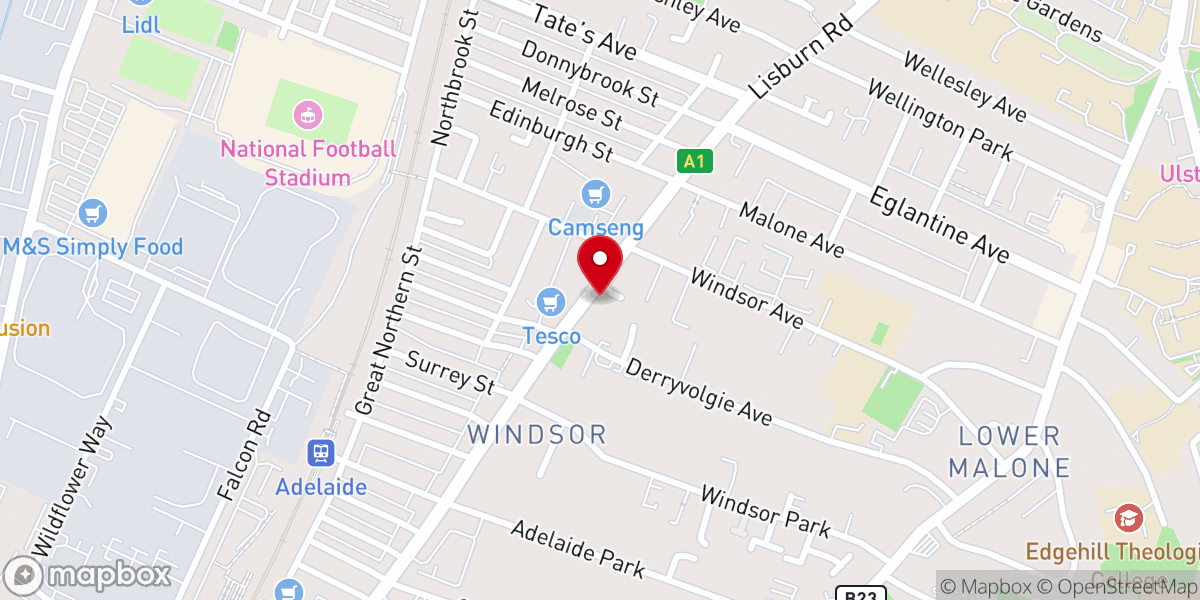 Map showing location of Windsor Baptist Church