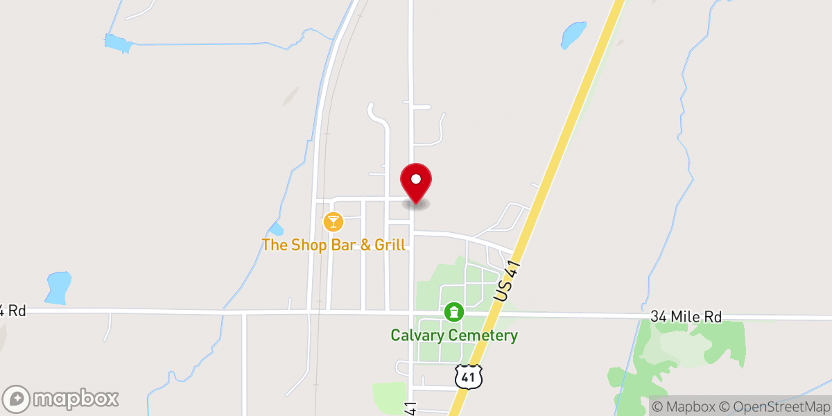 Map showing location of Saint Bruno's Catholic Church, Nadeau