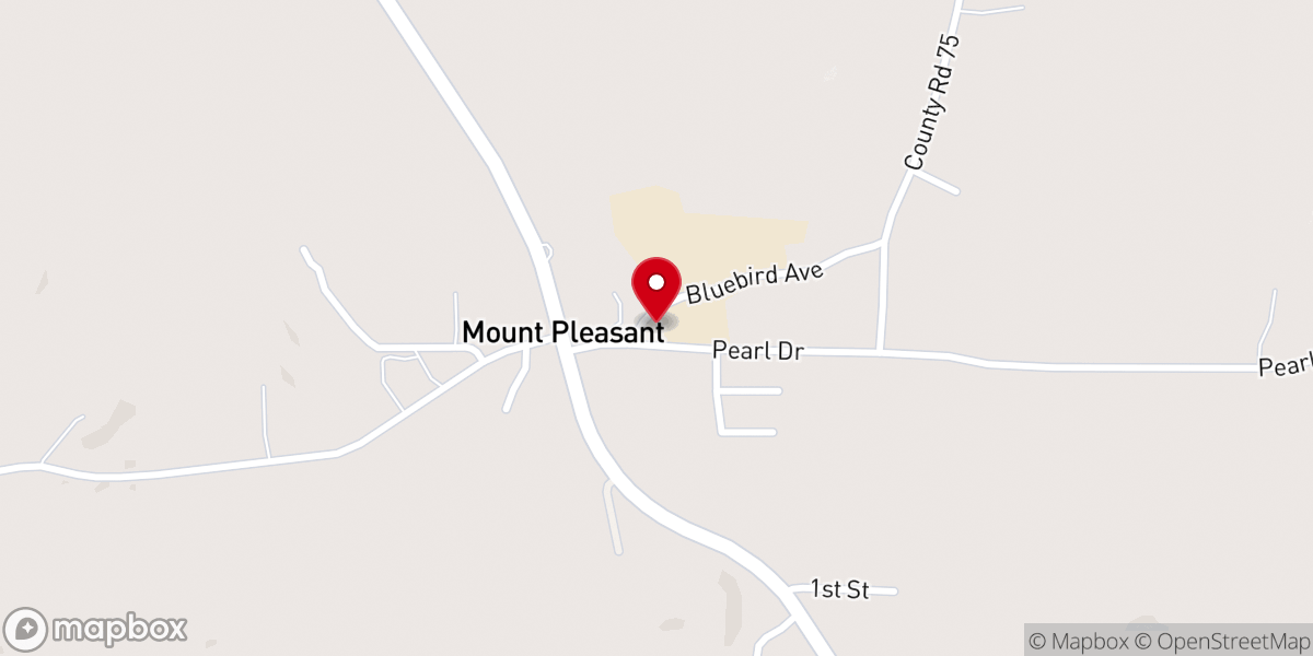 Map showing location of Mt Pleasant Southern Baptist