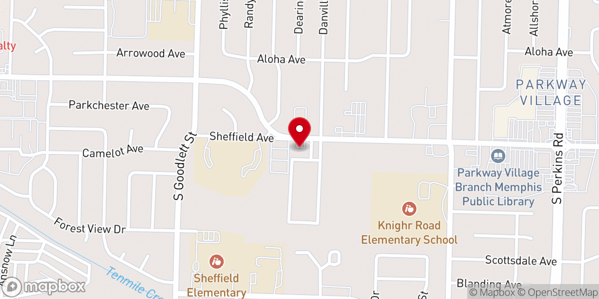 Map showing location of Parkway Village Church of Christ