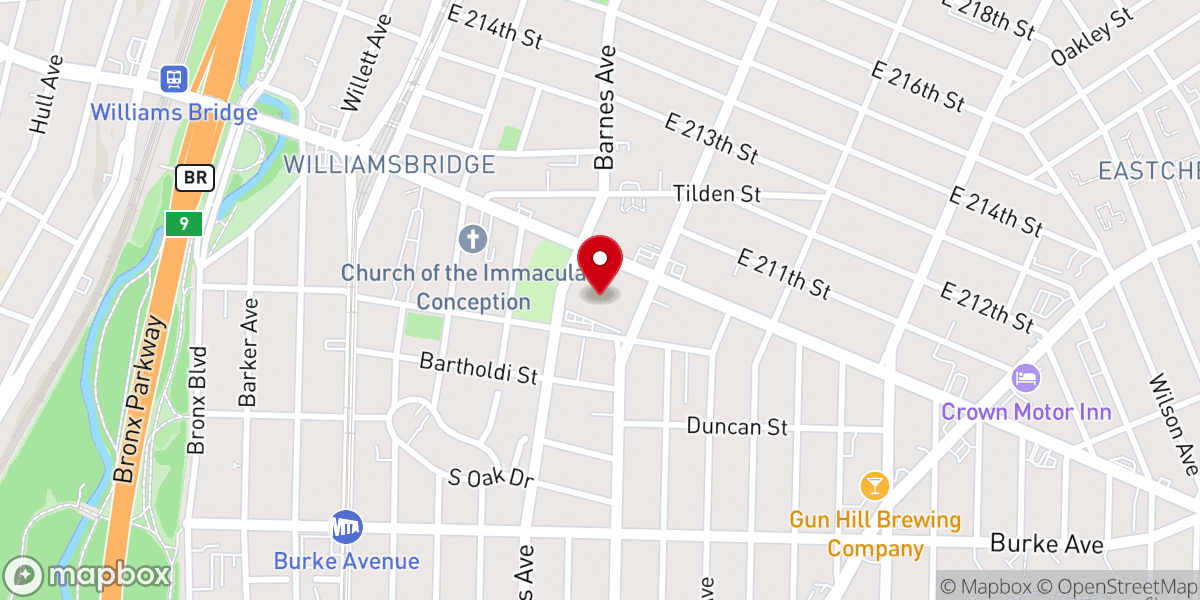 Map showing location of Bronx Church | NYC Church