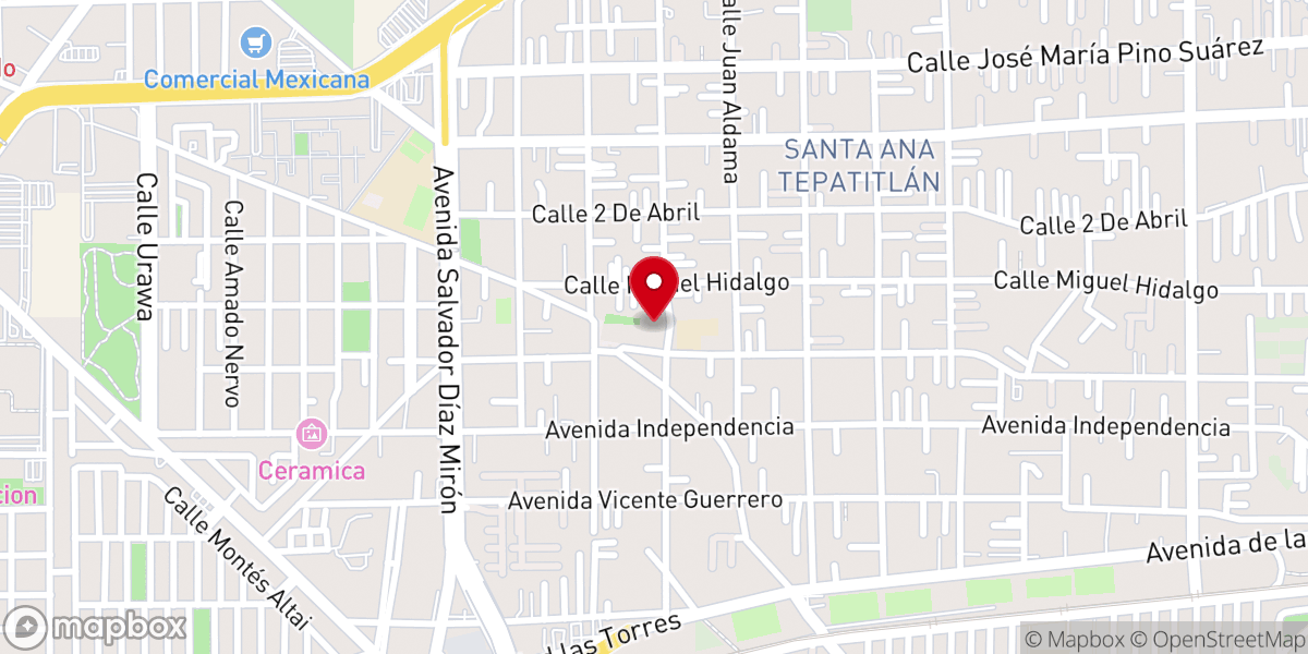 Map showing location of Parroquia de Santa Ana Tlapaltitlan
