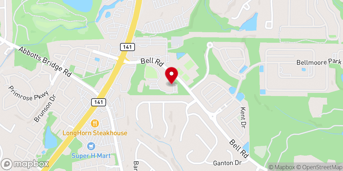 Map showing location of Johns Creek Presbyterian Church