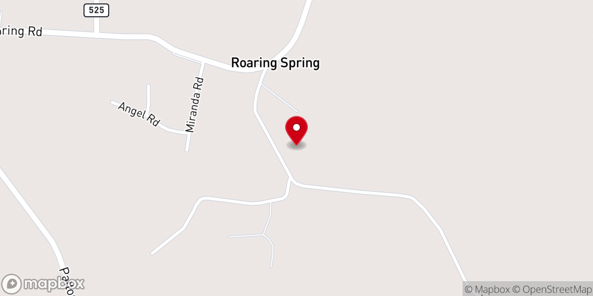 Map showing location of Roaring Spring Christian Church