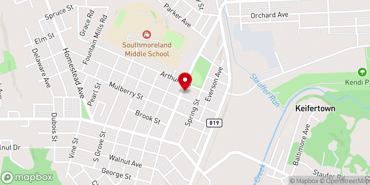 Map showing location of Pilgrim Presbyterian Church