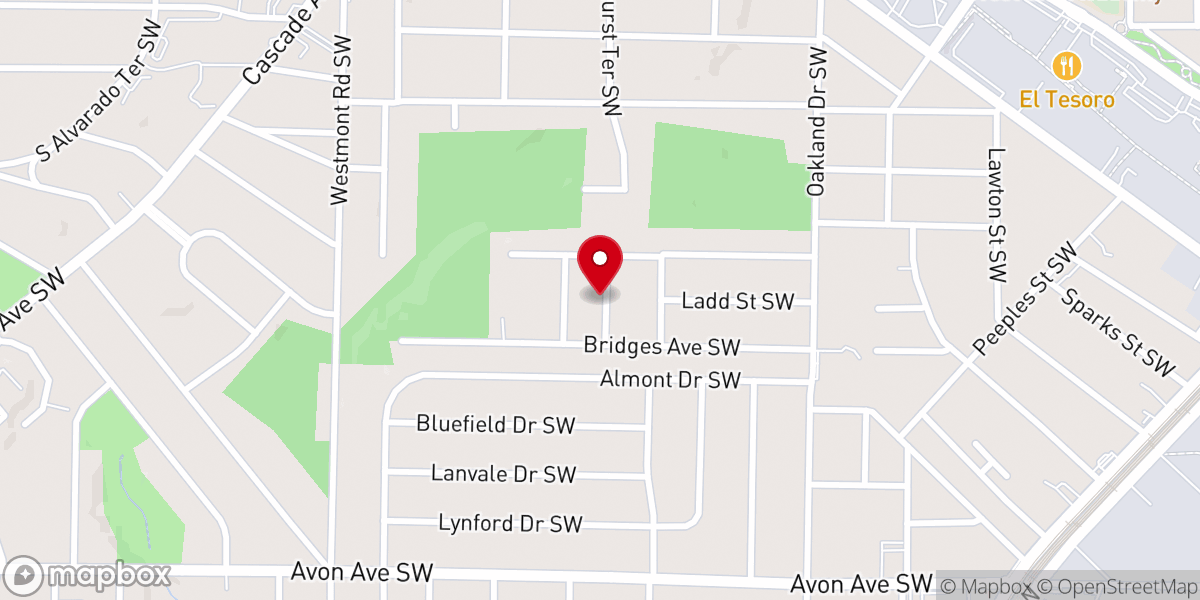 Map showing location of West Oakland Baptist Church
