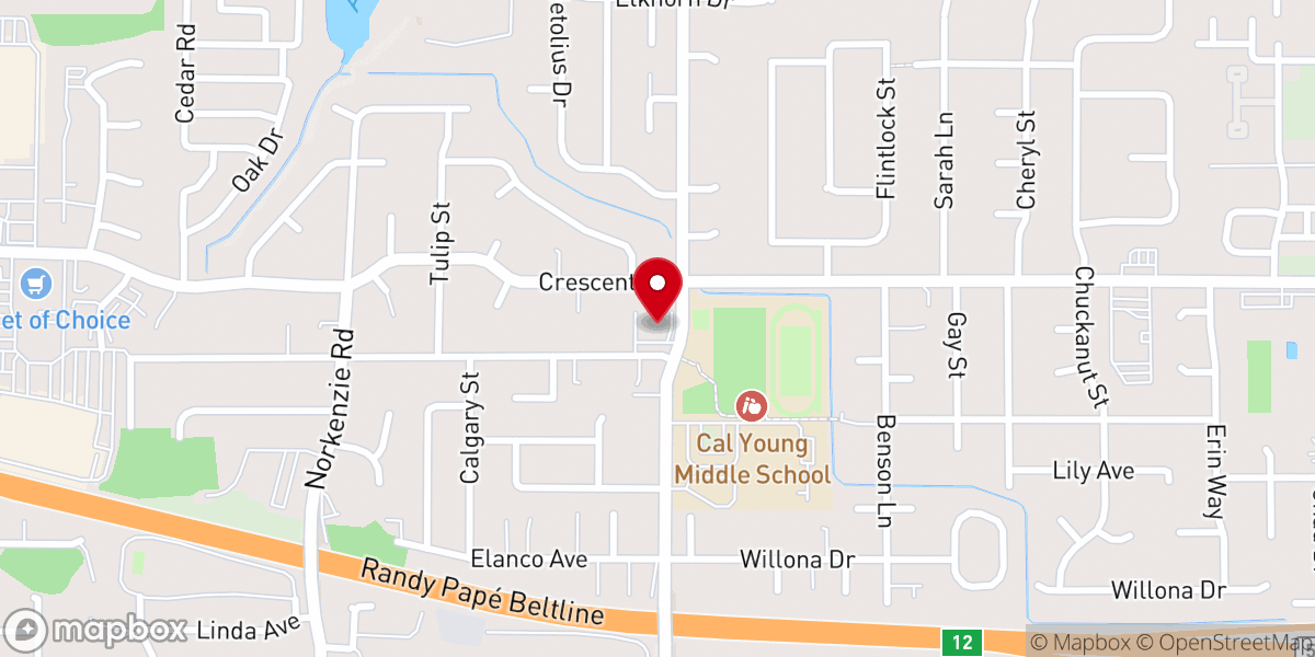 Map showing location of Harvest Community Church