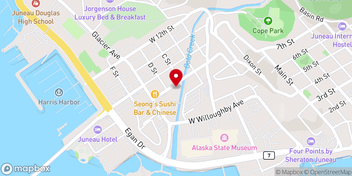 Map showing location of Radiant Church Juneau