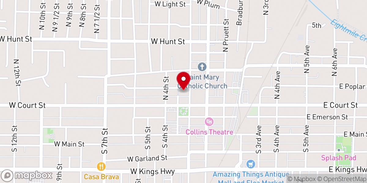 Map showing location of First Baptist Church