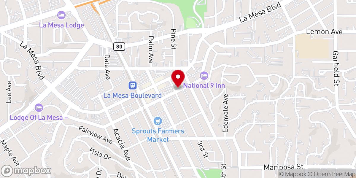 Map showing location of La Mesa Central Congregational Church