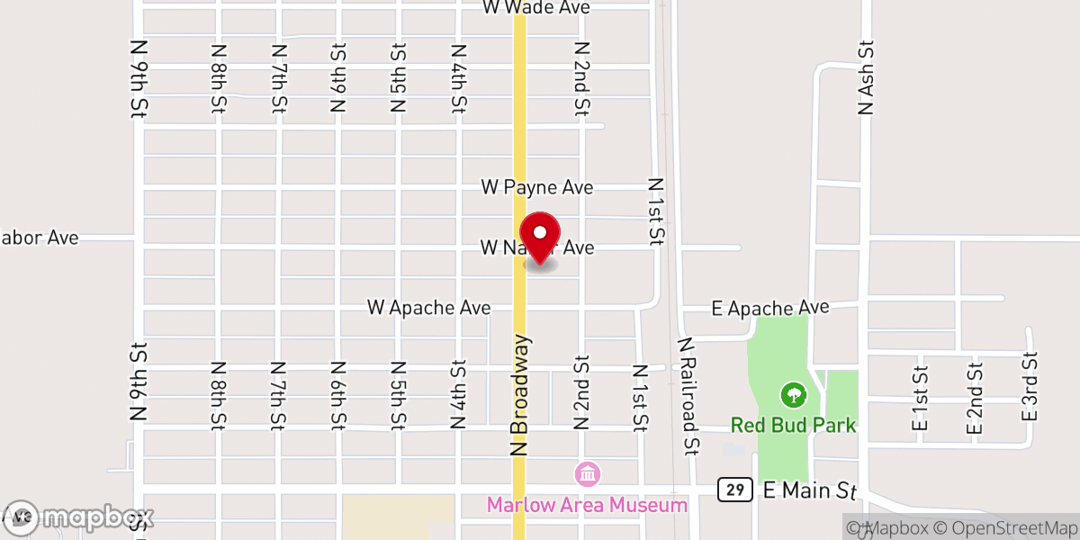 Map showing location of North Broadway Church of Christ
