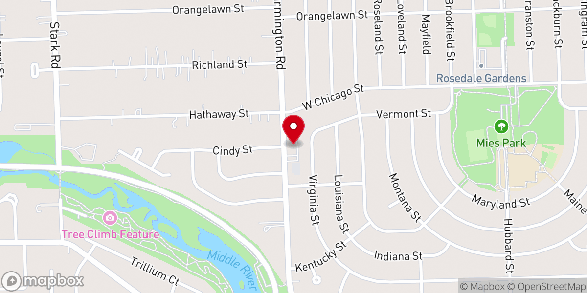 Map showing location of Tabernacle of Praise Church