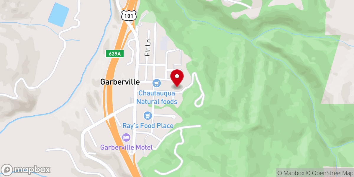 Map showing location of Our Lady of Redwoods Catholic Church