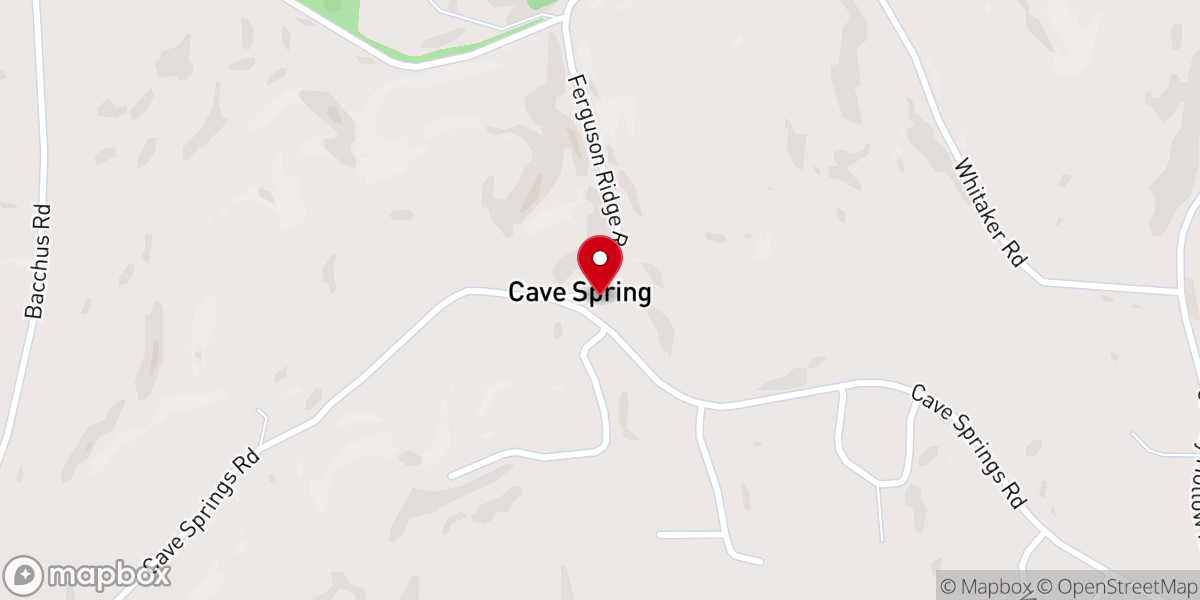 Map showing location of Cave Springs Baptist Church