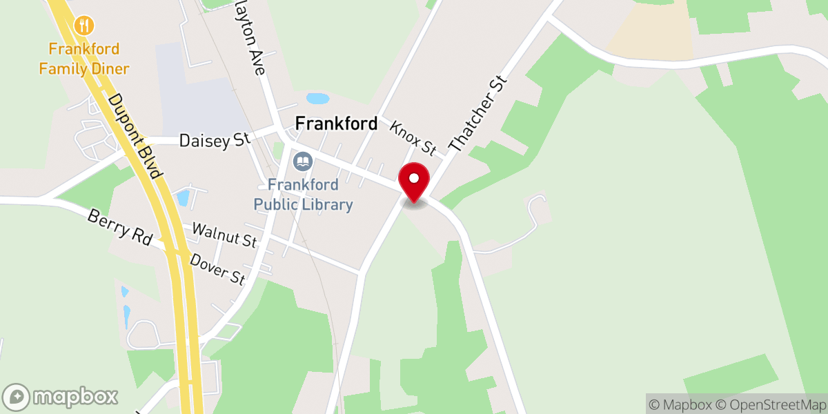 Map showing location of Frankford Presbyterian Church