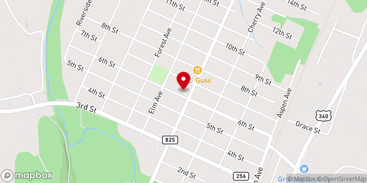 Map showing location of Town of Grottoes