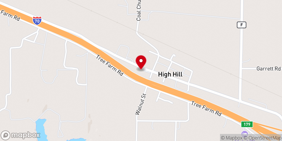 Map showing location of High Hill Christian Church