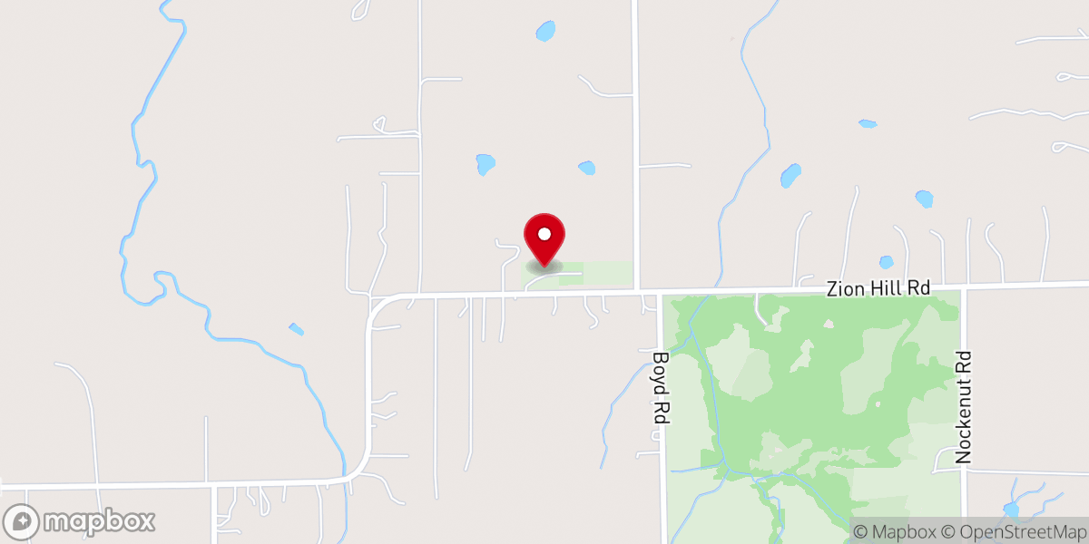 Map showing location of Zion Hill Baptist Church