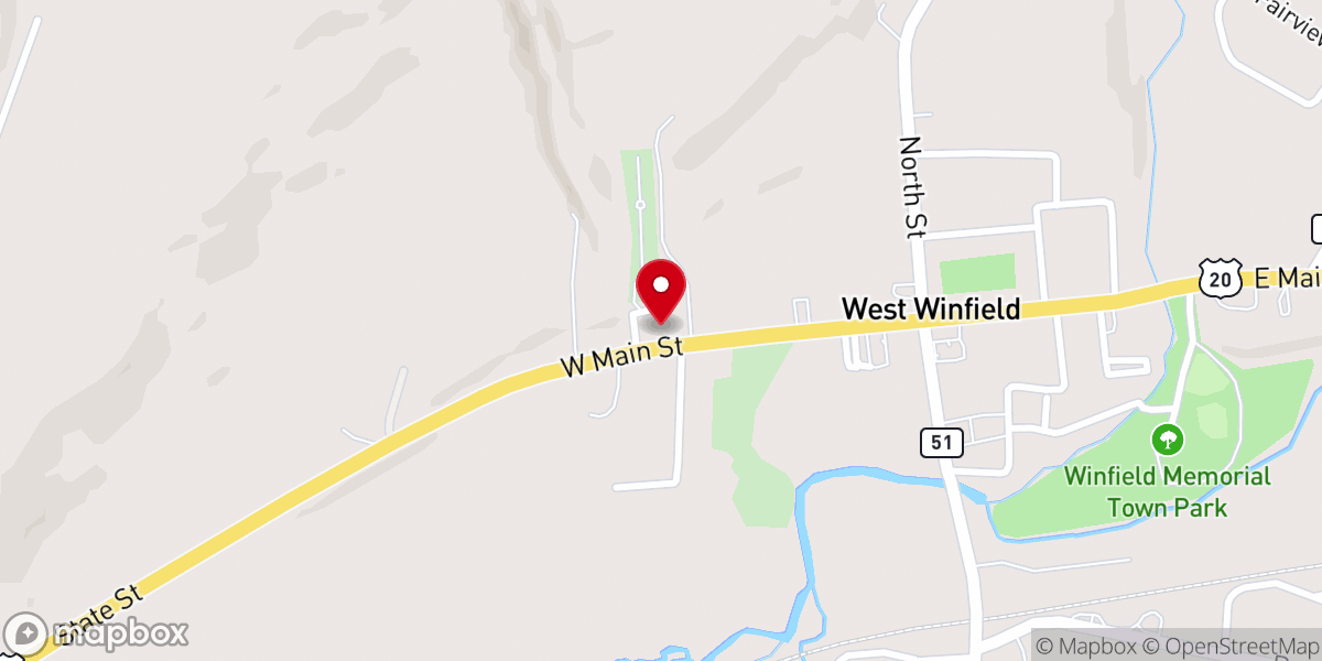 Map showing location of St. Joseph the Worker (West Winfield Church)