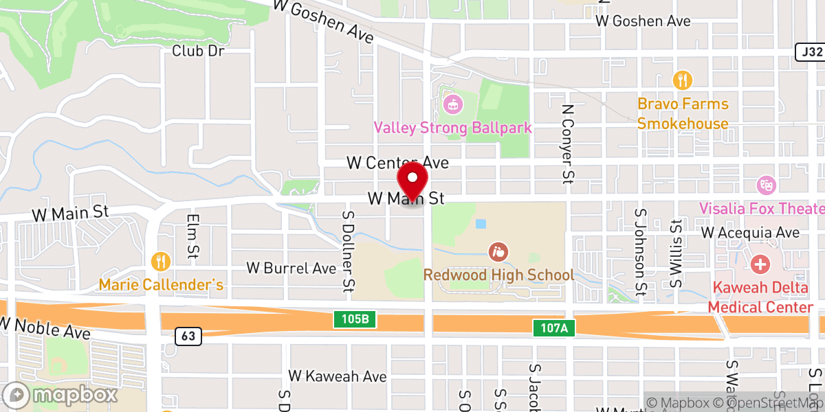 Map showing location of Grace Bible Church Visalia