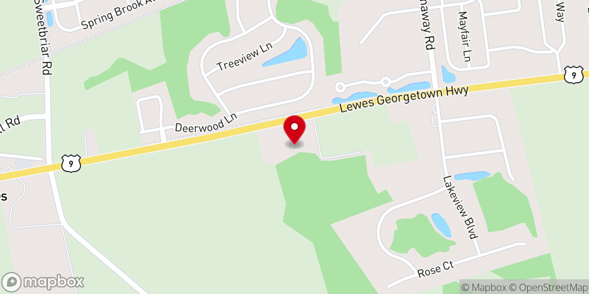 Map showing location of Unitarian Universalists of Southern Delaware