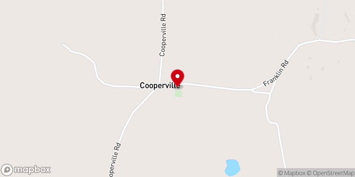 Map showing location of Cooperville Baptist Church