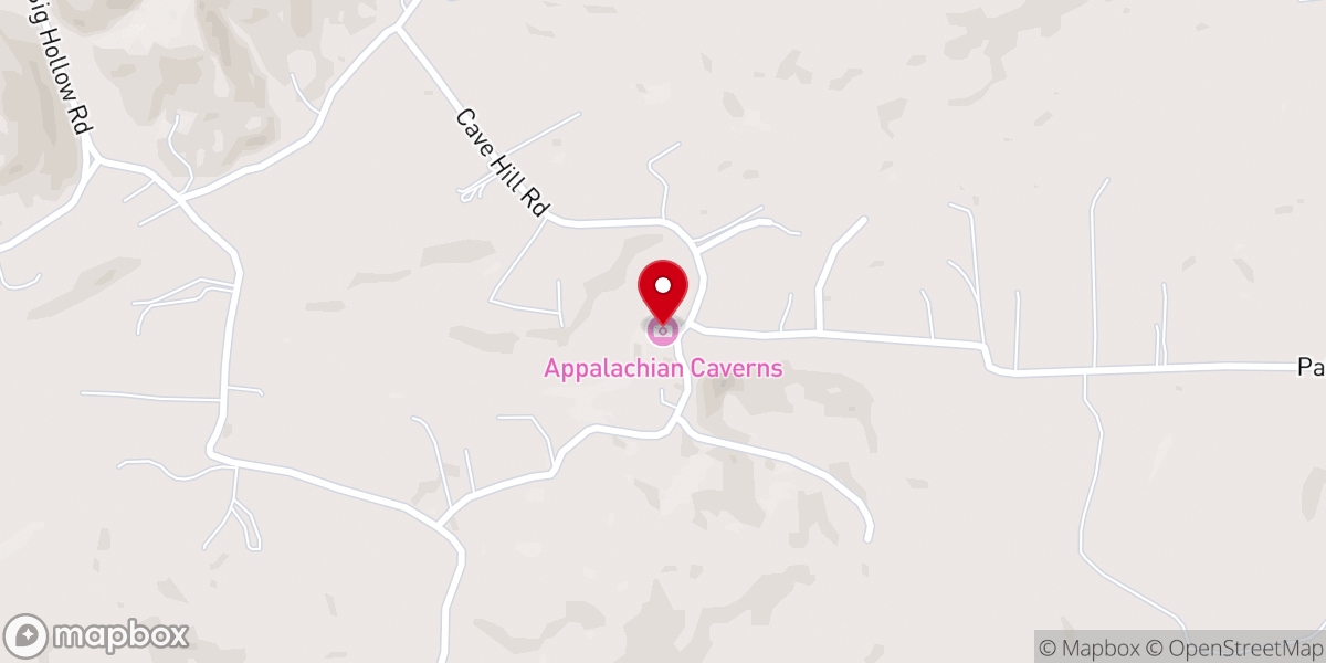 Map showing location of Appalachian Caverns