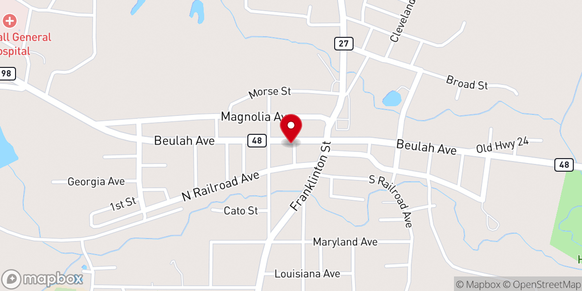 Map showing location of Tylertown United Methodist Church