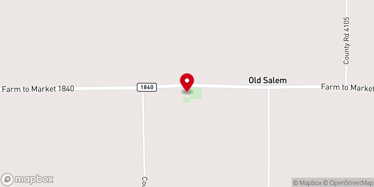 Map showing location of Old Salem Baptist Church