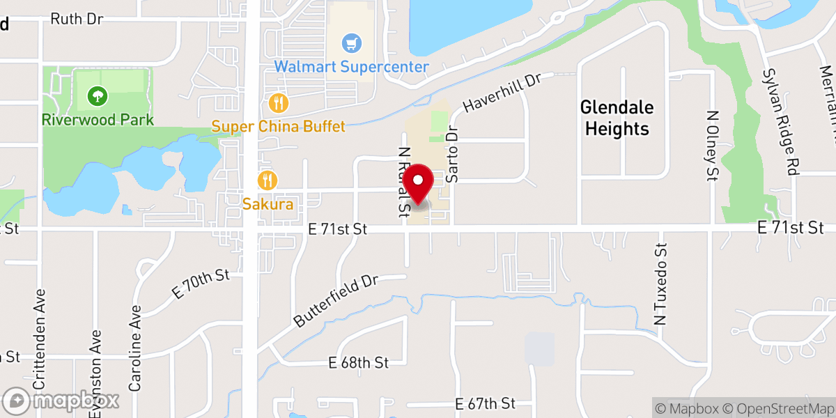 Map showing location of St. Pius X Catholic Church