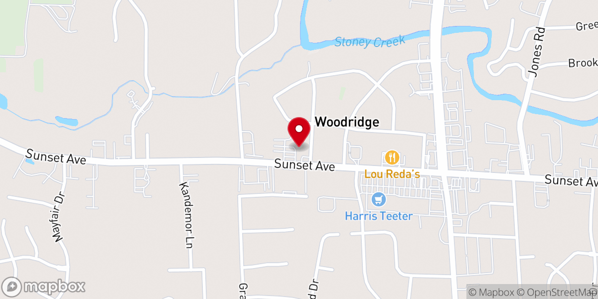 Map showing location of Sunset Avenue Baptist Church