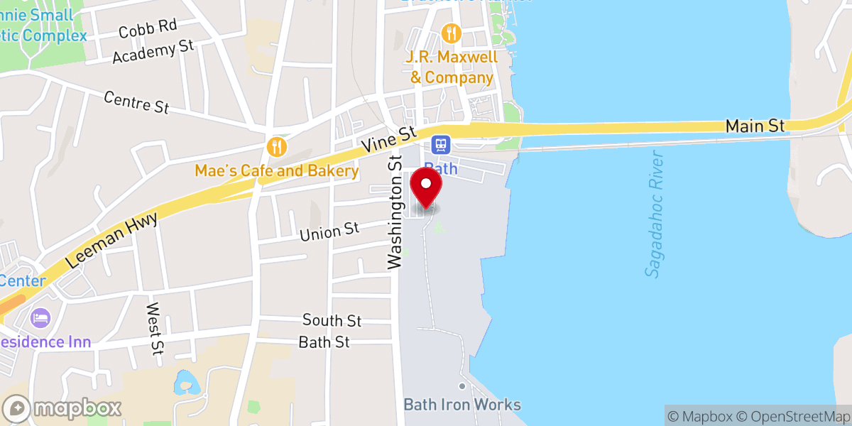 Map showing location of General Dynamics Bath Iron Works