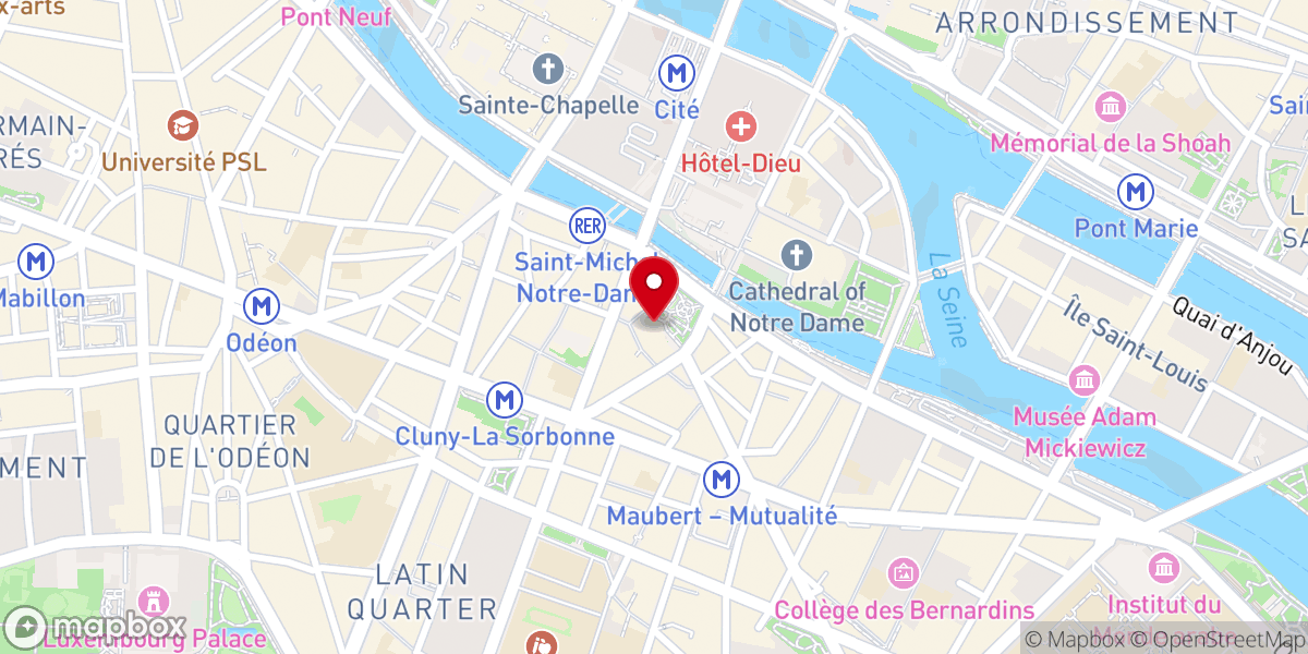 Map showing location of Église Melkite Saint-Julien-le-Pauvre