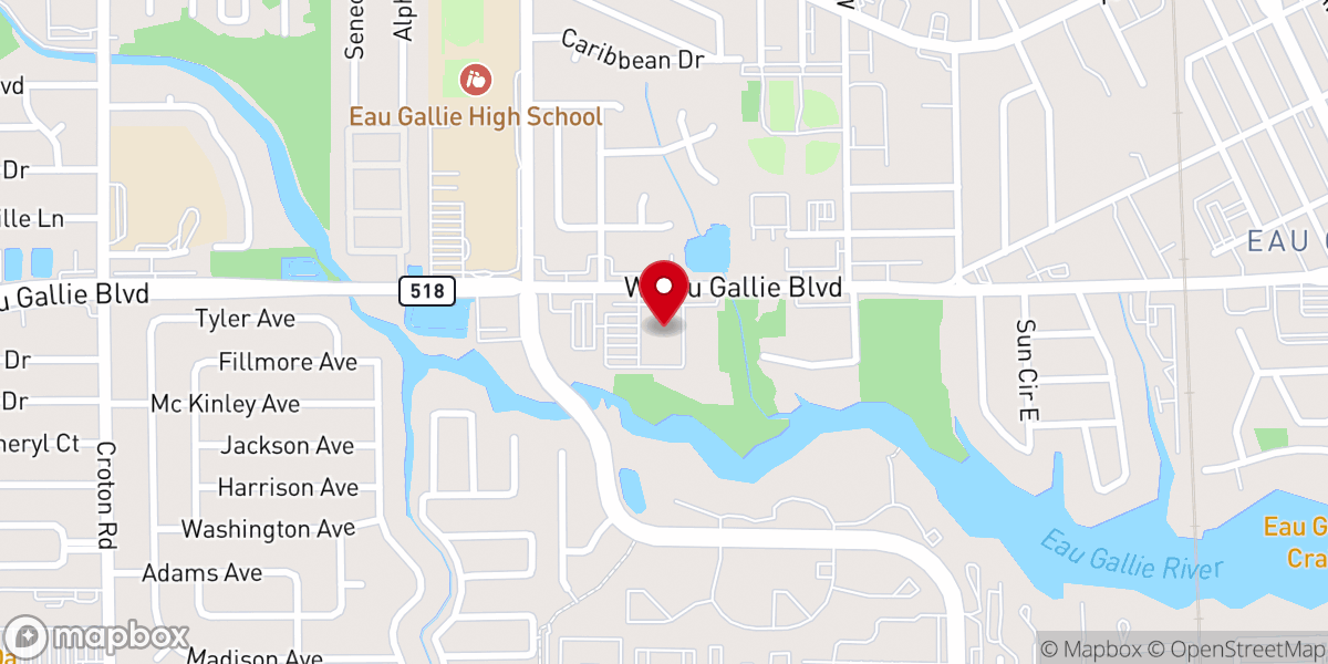 Map showing location of Eau Gallie First Baptist Church