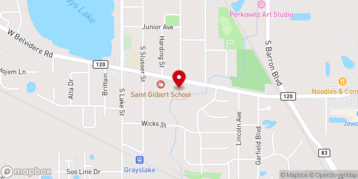 Map showing location of St. Gilbert Catholic Church