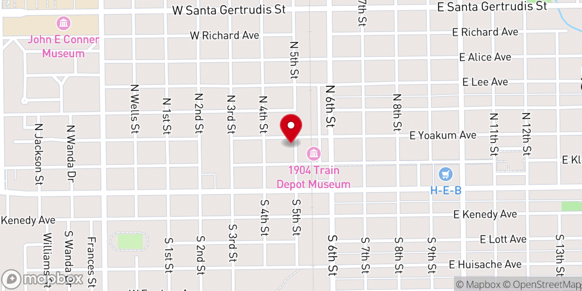 Map showing location of First United Methodist Church, Kingsville