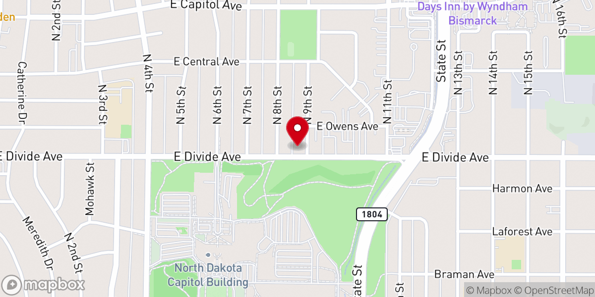 Map showing location of Bismarck-Mandan Unitarian Universalist Congregation