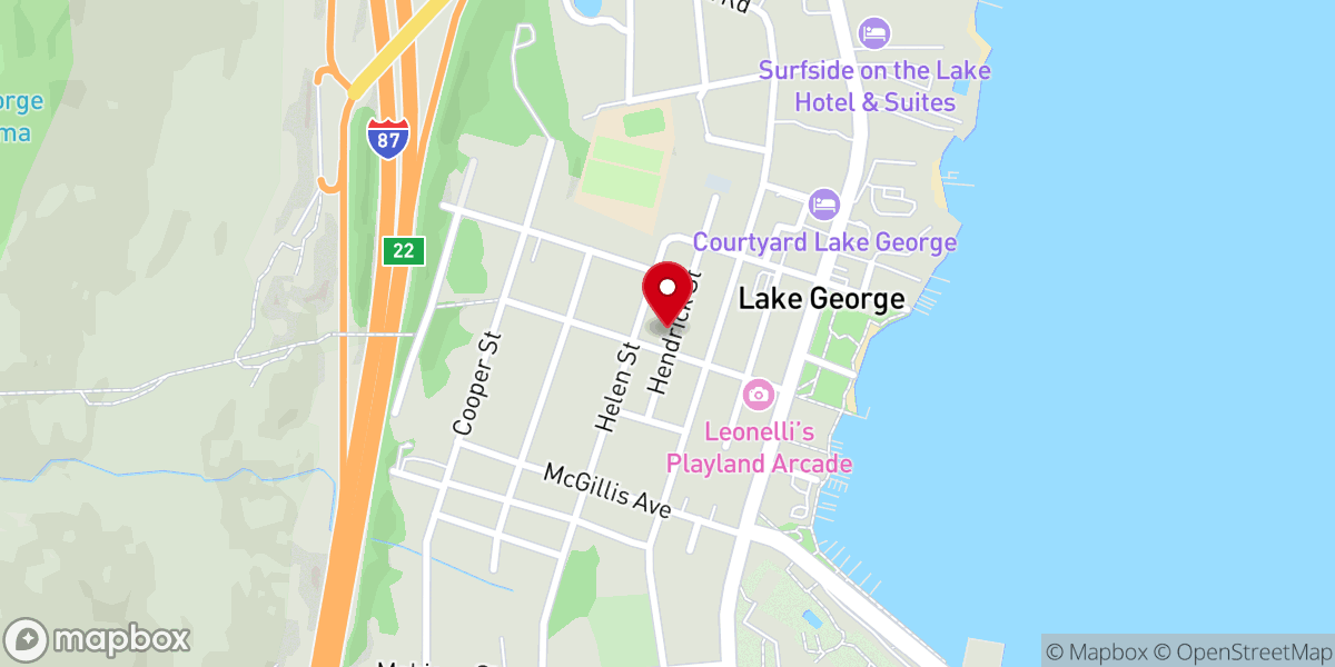 Map showing location of Lake George Community Methodist Church
