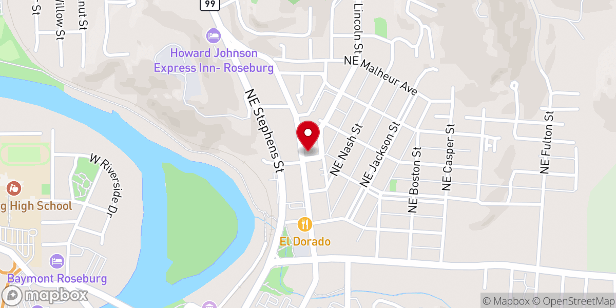 Map showing location of Union Church Roseburg