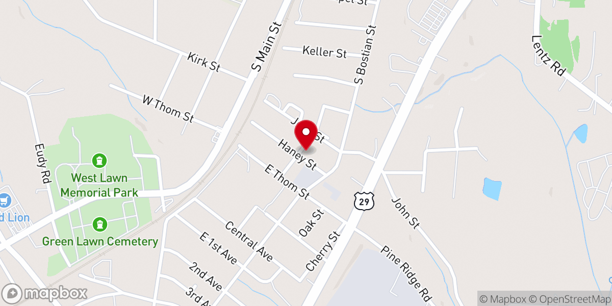 Map showing location of South China Grove Baptist Church