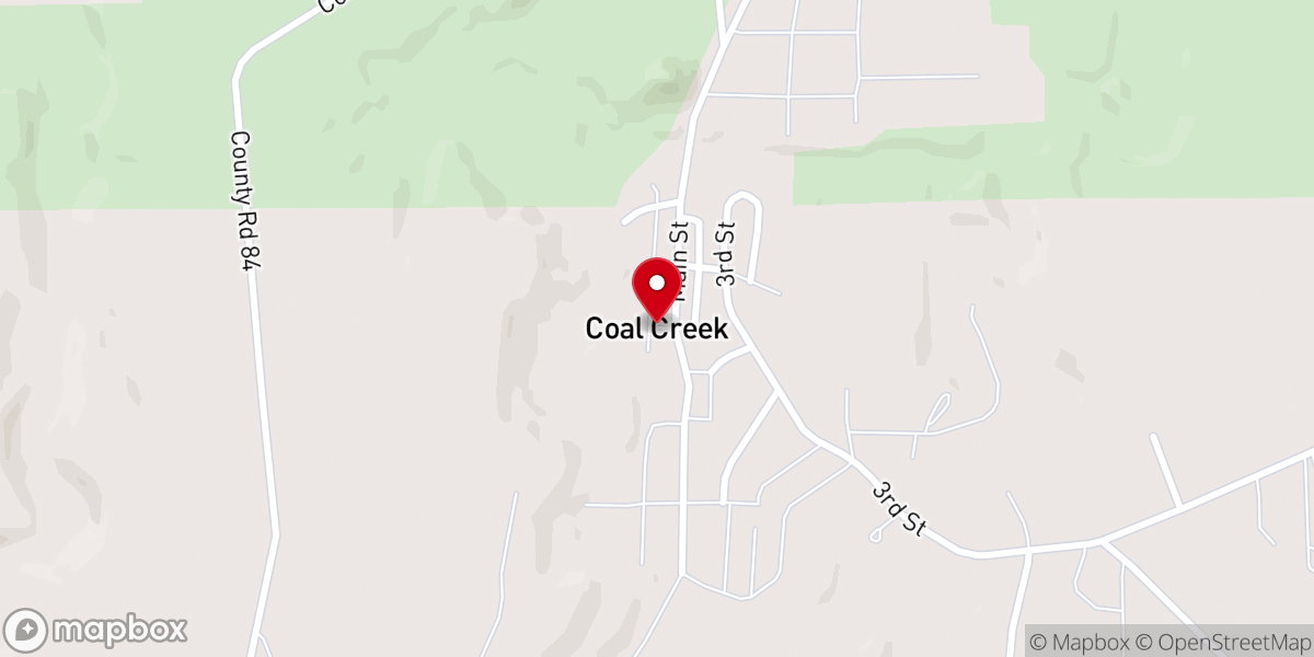 Map showing location of Coal Creek