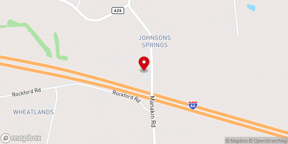 Map showing location of Goochland Baptist Church