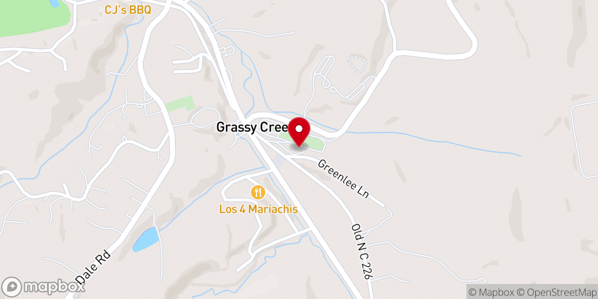 Map showing location of Grassy Creek Presbyterian Church