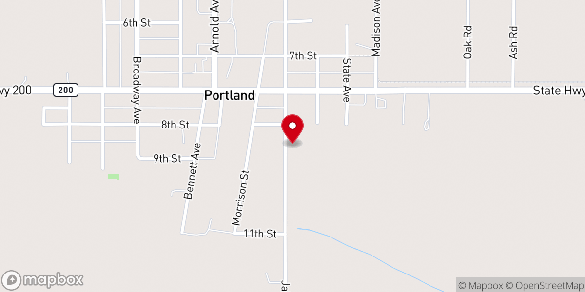 Map showing location of Valley Free Lutheran Church