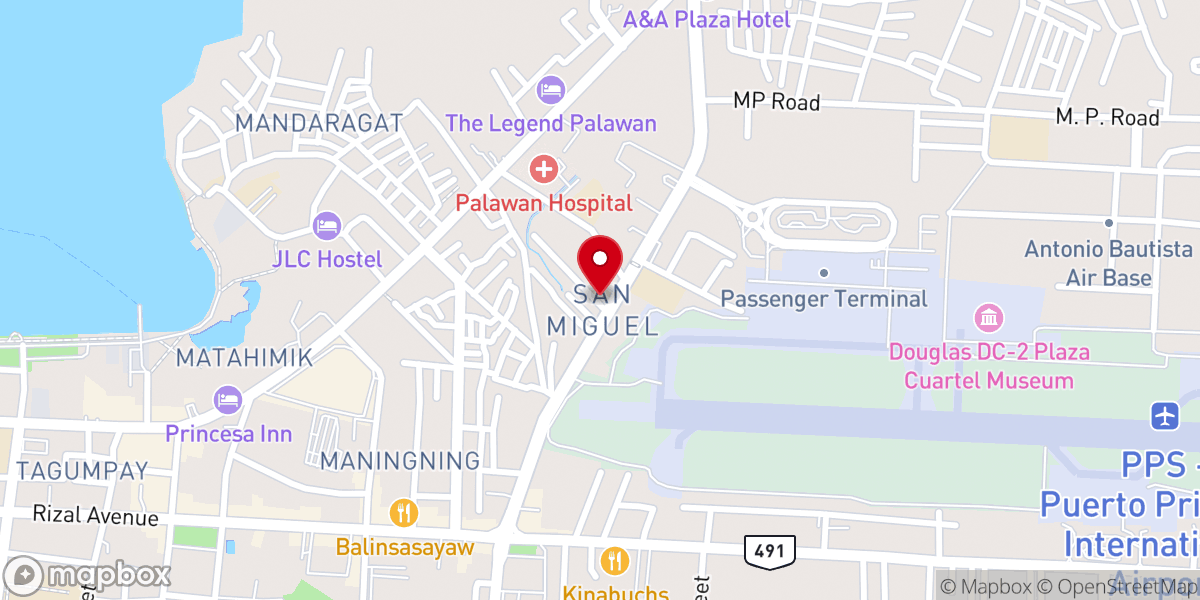 Map showing location of Blessed Word Church Int'l Church - Palawan