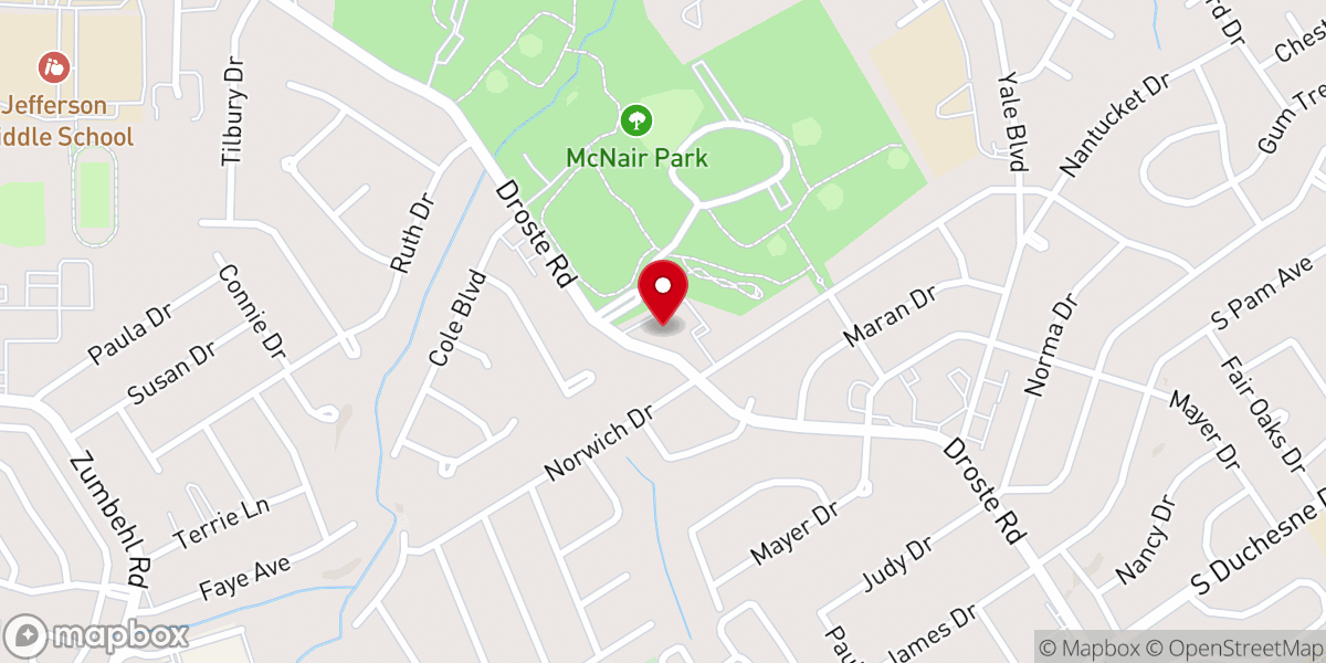 Map showing location of Faith United Methodist Church St. Charles, MO