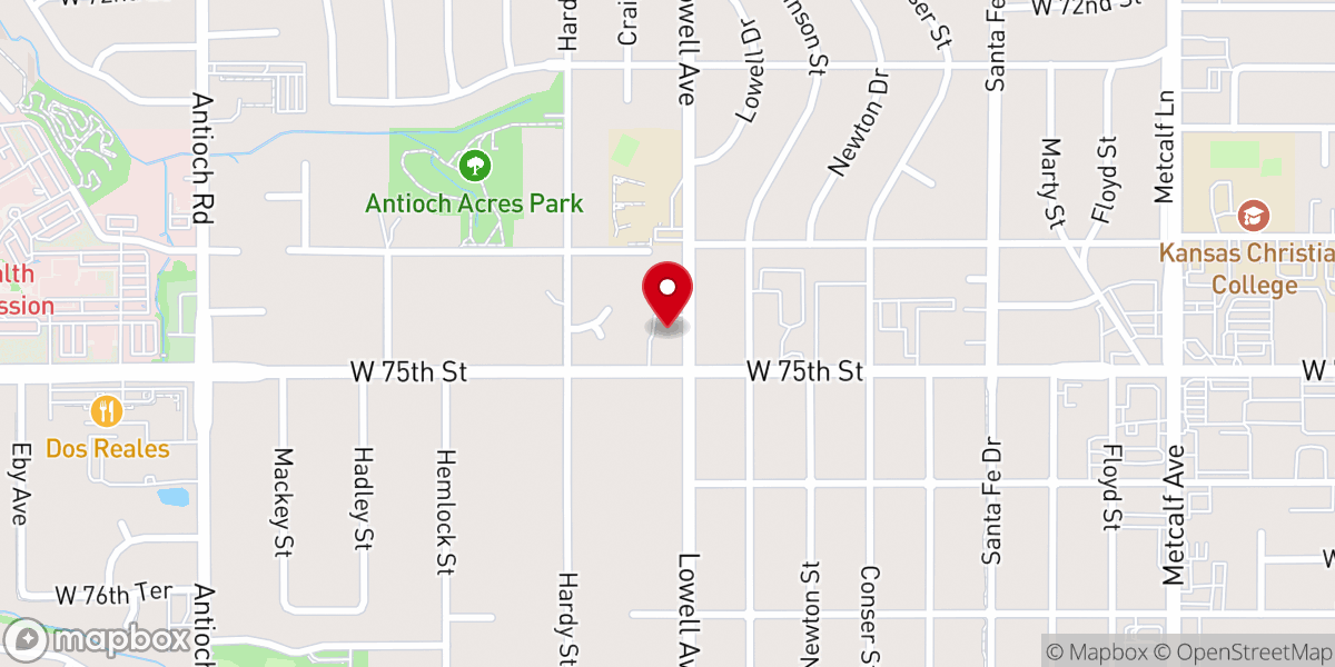 Map showing location of North Overland Park Baptist Church