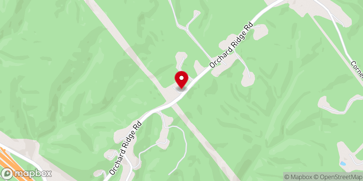 Map showing location of Orchard Ridge Church of God