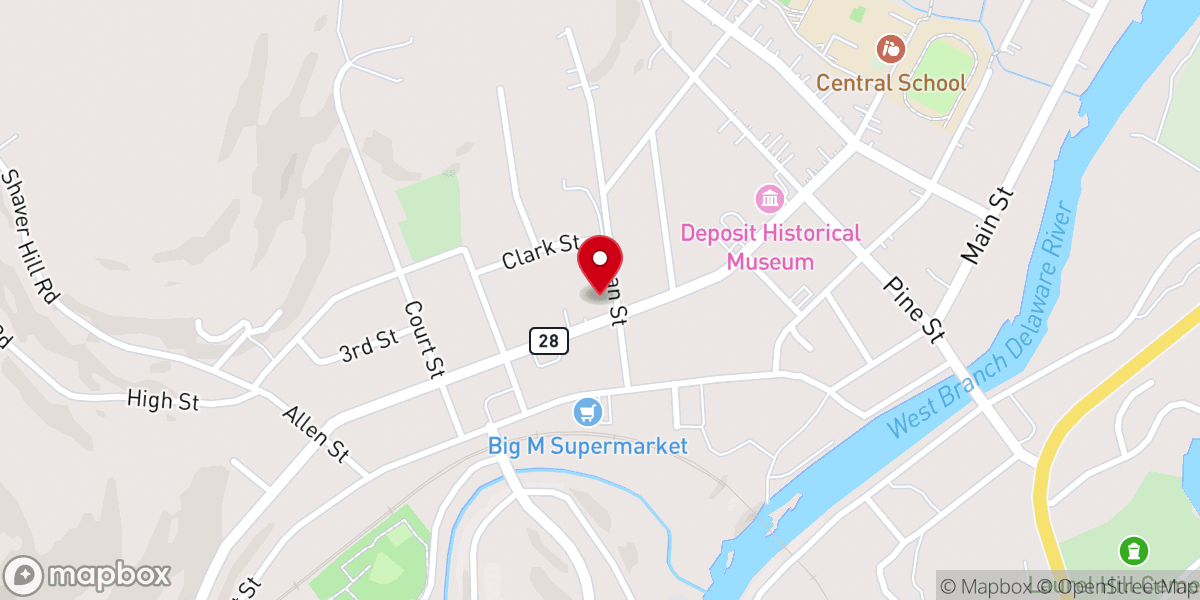 Map showing location of First United Methodist Church of Deposit